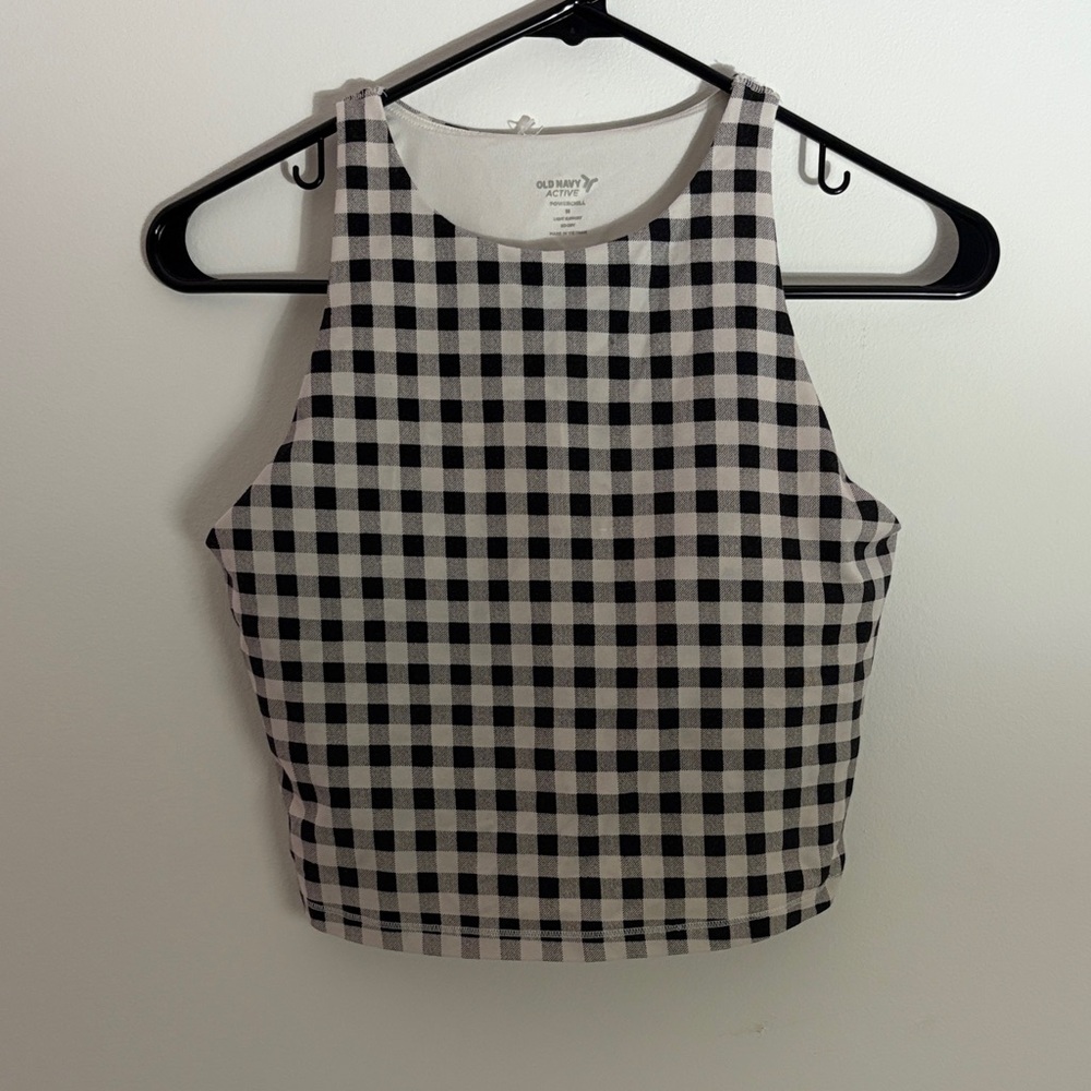 Old Navy Women's Black and White Gingham Tank Top